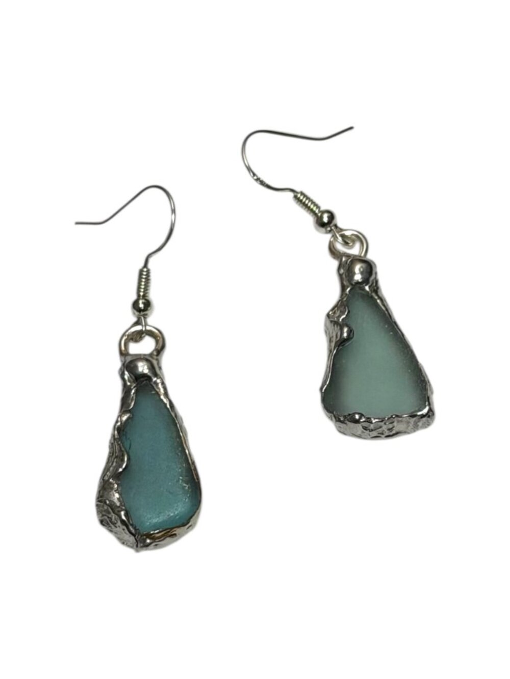 West Coast Sea Glass & Silver Dangle Earrings | 925 Hooks | Alma Antigua - Picture 11 of 12